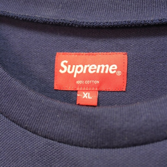 ~Used! Men's Supreme Shadow Stripe L/S Top "Navy" Size XL Hype Streetwear - Picture 5 of 5